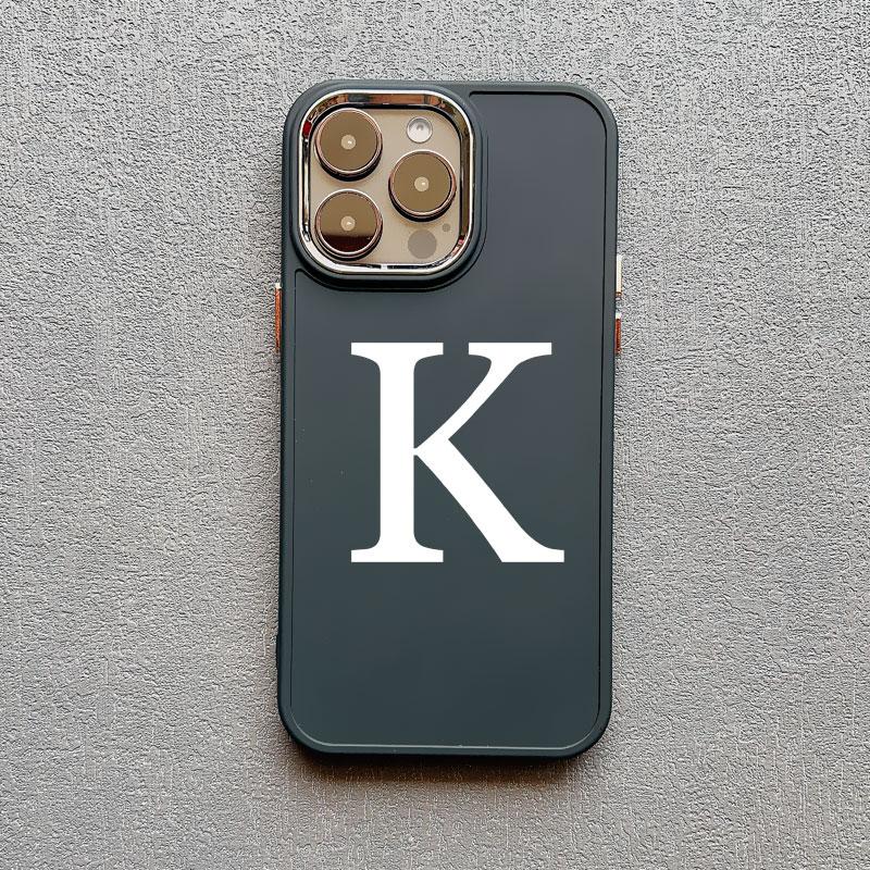 

First Name Initials Letter A Z Fashion Phone Case For iPhone 14 13 12 11 15 Pro Max 8 Plus X XS XR Luxury White Plain Soft Cover iphone13 pro max