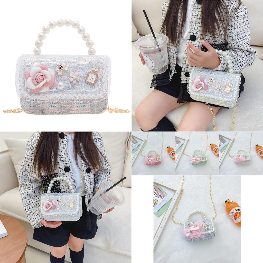 Charming Cartoon Princess Sequin Handbag Cute Mini Purse For Girls Pu Leather