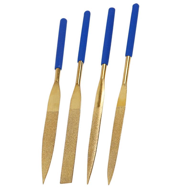 Sada diamantových pilníků Lionwei s titanovým povlakem - 3", 4", 5" Různé ploché, malé a trojúhelníkové pilníky pro broušení slitin.