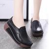 Genuine Leather Casual Shoes Women Fashion Platform Shoes Slip-on Loafers Walking Wedge Heels Rocker Shoes