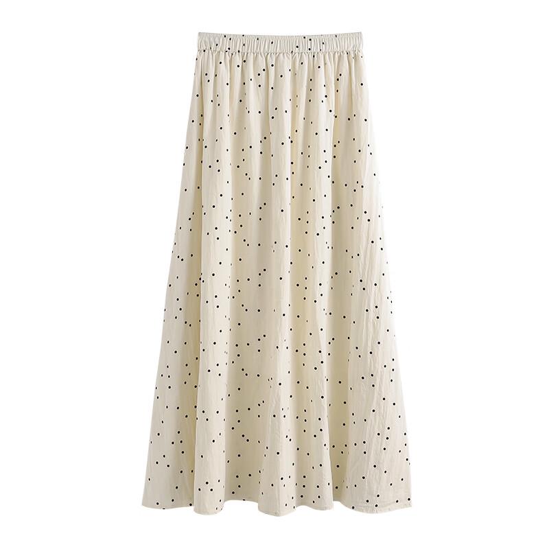 Elegant High-Waist Polka Dot A-Line Skirt