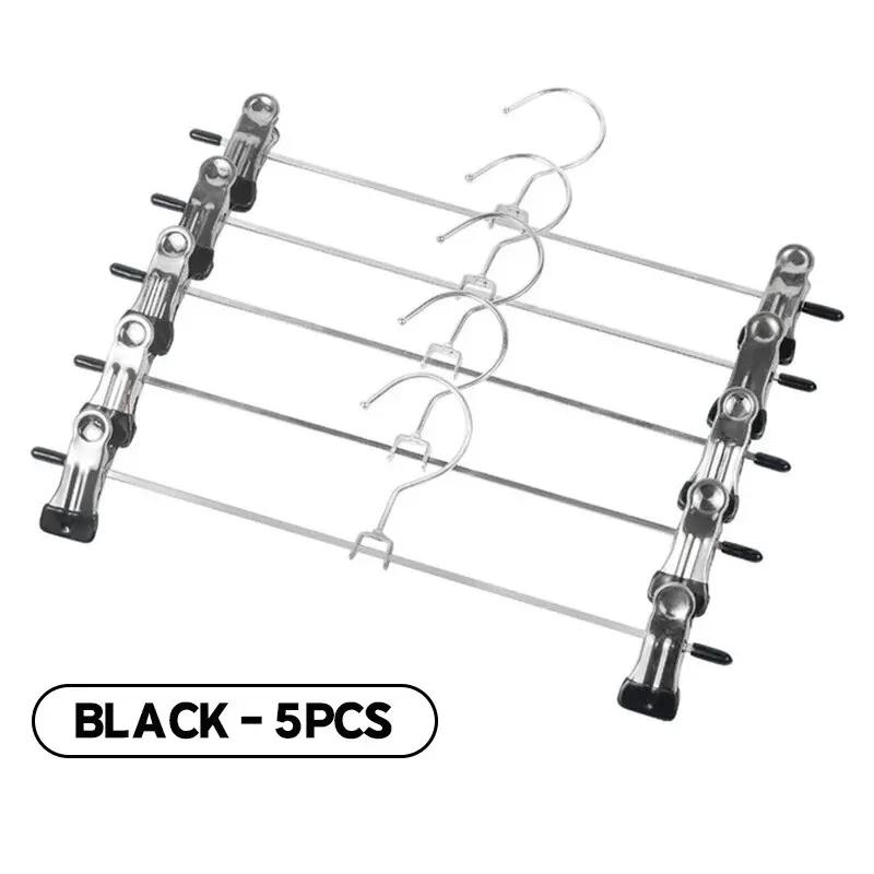 5pcs Metal Pants Racks Wind Proof Multi-purpose Skirt Racks For Clothes Drying Trousers Wardrobe Clip Anti-slip Clothes Hanger