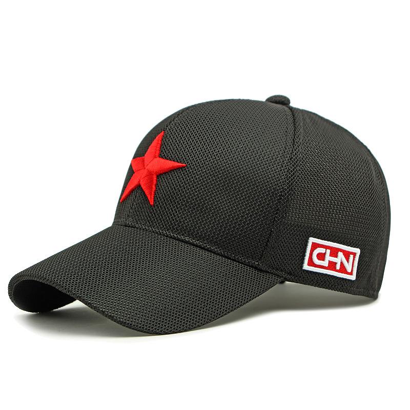 Men Summer Breathable Peaked Cap Mesh Sun Hat Three-Dimensional Embroidery Five-Pointed Star Baseball Cap