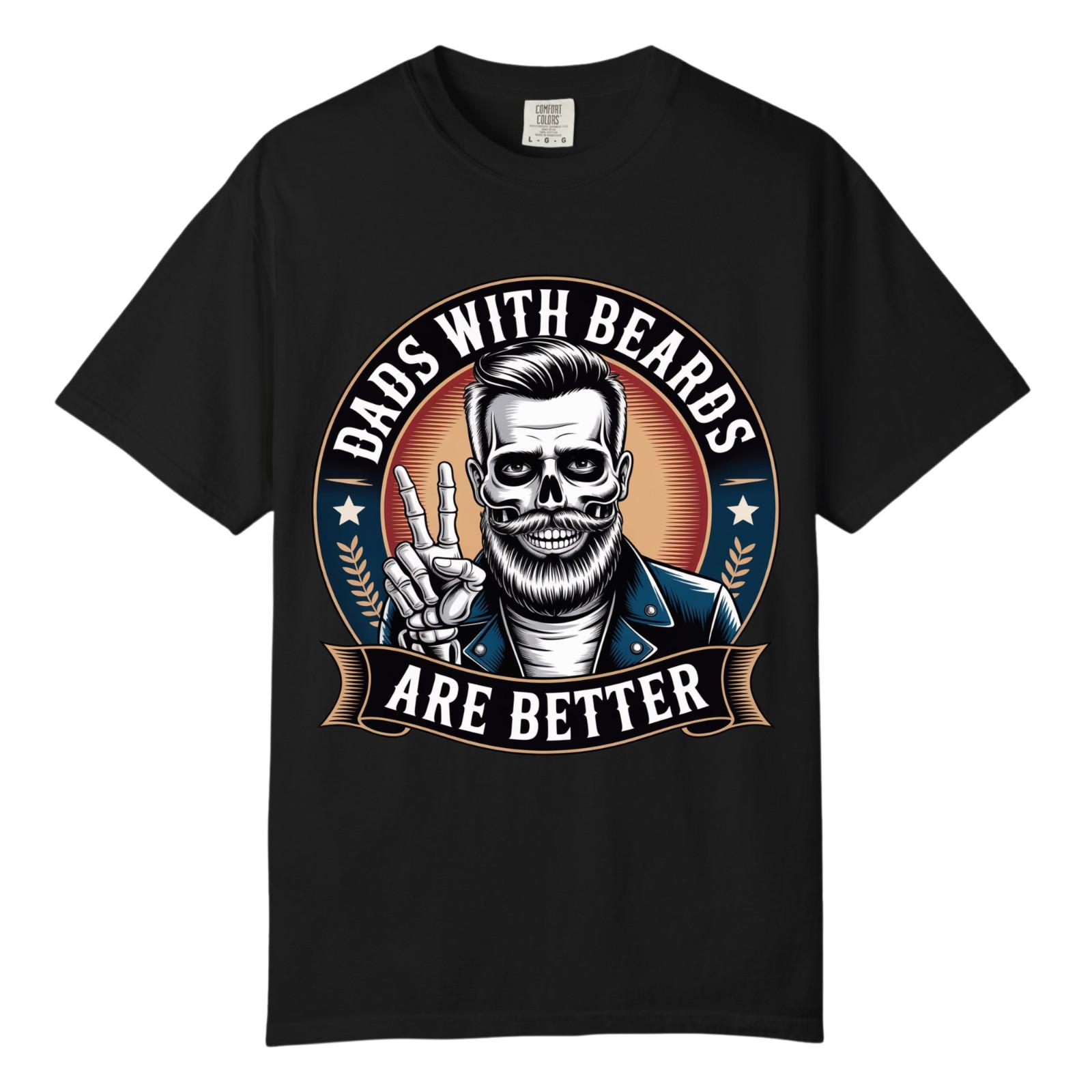 Dads With Beards Are Better Biker Skull Streetwear Shirt, Comfort Colors T Shirt S разноцветный