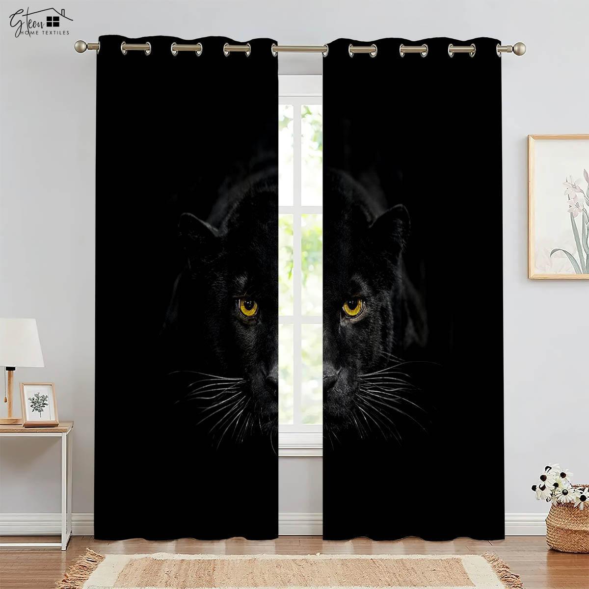 

Animal Lion Printed Draperies Grass River Cute Hand - Painted Boys Room Ins Bedroom Living Room Space Design Children sSpaceDecorativeDrapes W100xH130(CM) folio&Grommet Top