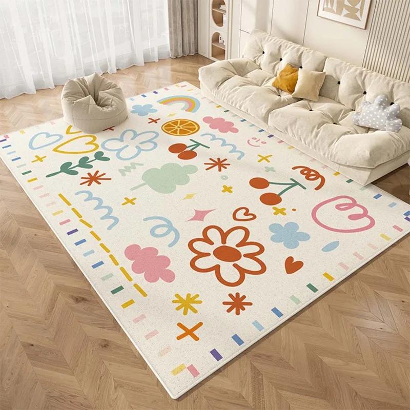 Cartoon Pattern Large Area Floor Mats, Living Room, Sofa, Bedroom, Bedside Rugs, Non-slip, Wear-resistant, Easy-care, Soundproof