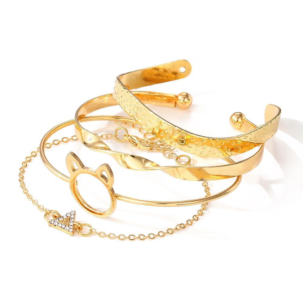 

2023 Браслет Cat Милый Золотой Роскошный Браслет Мода Очарование Сексуальный Бриллиант Элегантный Женский Браслет 4 шт. Набор Браслет золотой