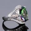 Echter Rainbow Fire Mystic Zirkonia Ring Bunter Feinschmuck Verlobung Hochzeitsgeschenk für Frauen Damen Mädchen