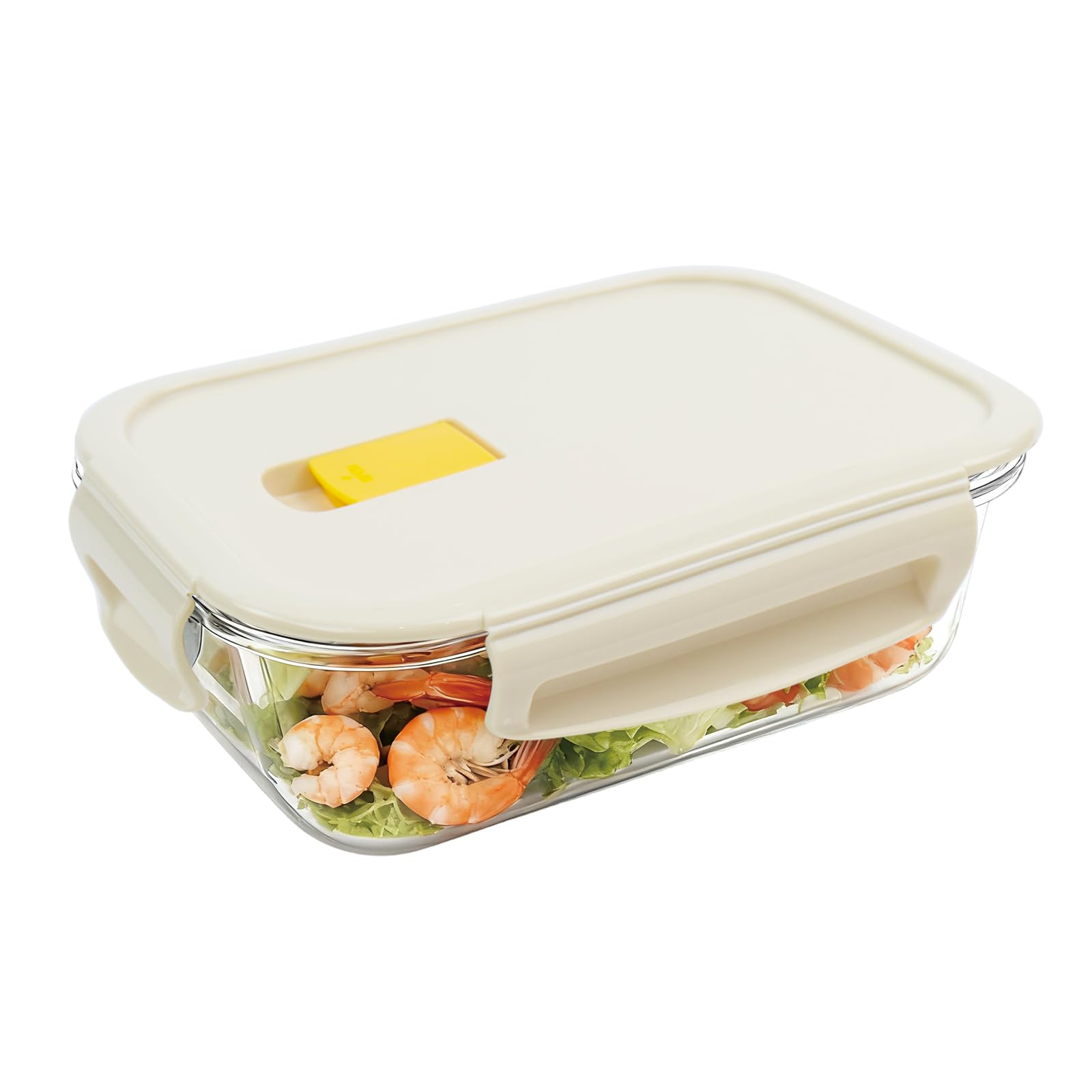 Glass Lunch 640ml and Dishwasher Safe Airtight Storage Container Clear Glass with Beige Lid Ideal for Prepared and Refrigerated Storage Heat-Resistant 4380₽