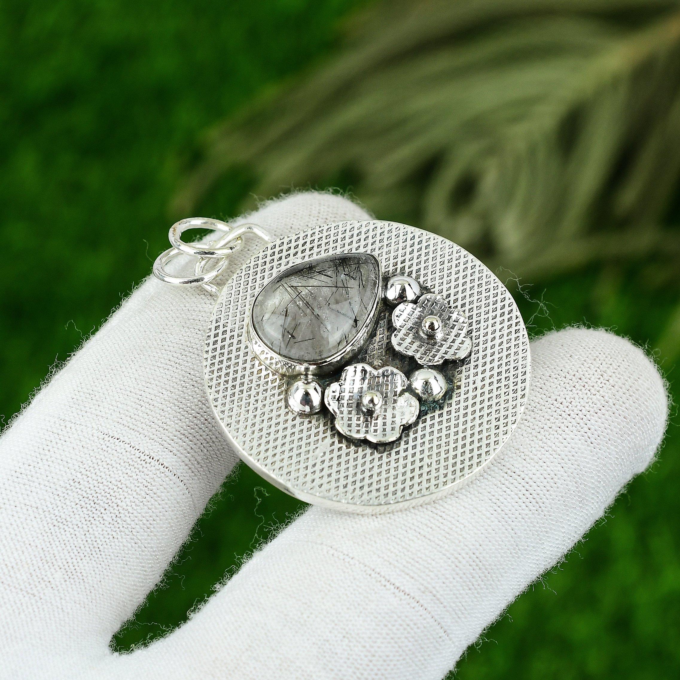 

Украшения из натурального черного рутилового драгоценного камня, серебряный кулон 925 пробы для девочек