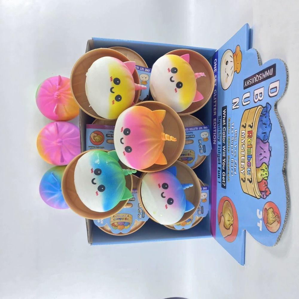 Rainbow Squishy Dumpling Simulation Food Sensory Fidget Ball Dumpling Squishy Toys Desk Decor