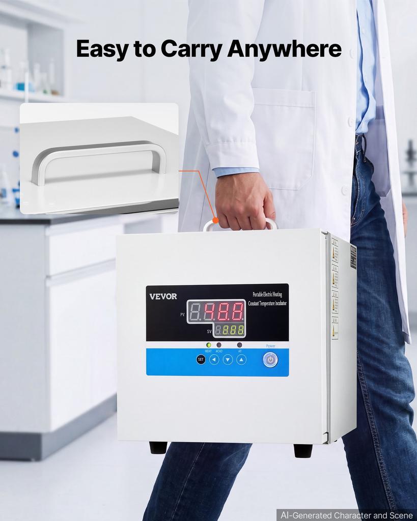 VEVOR Laboratory Incubator 1.6 Gal / 6 L Microbiological Lab Incubator, For Petri Dishes