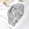 Vintage Römische Ziffern Gold Damenarmbanduhr Iced Out Diamantbesetzt Quadratisch Quarz Armbanduhr Wasserdicht Leuchtend Luxusuhren für Damen