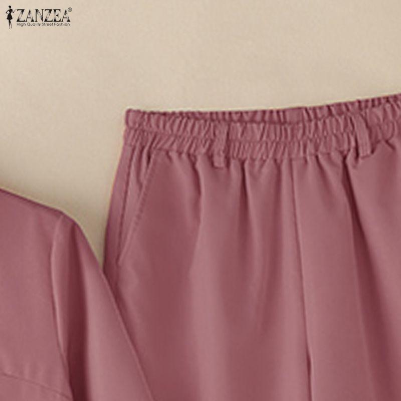ZANZEA Lässiges zweiteiliges Anzug-Set für Damen mit langärmeliger Bluse und Hose
