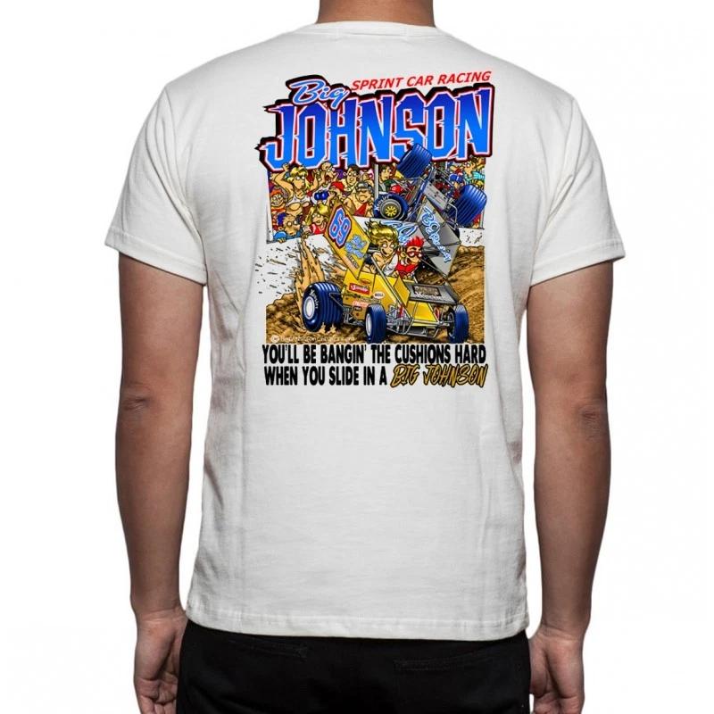 BIG JOHNSON Sprint Car Racing White Shirt L
