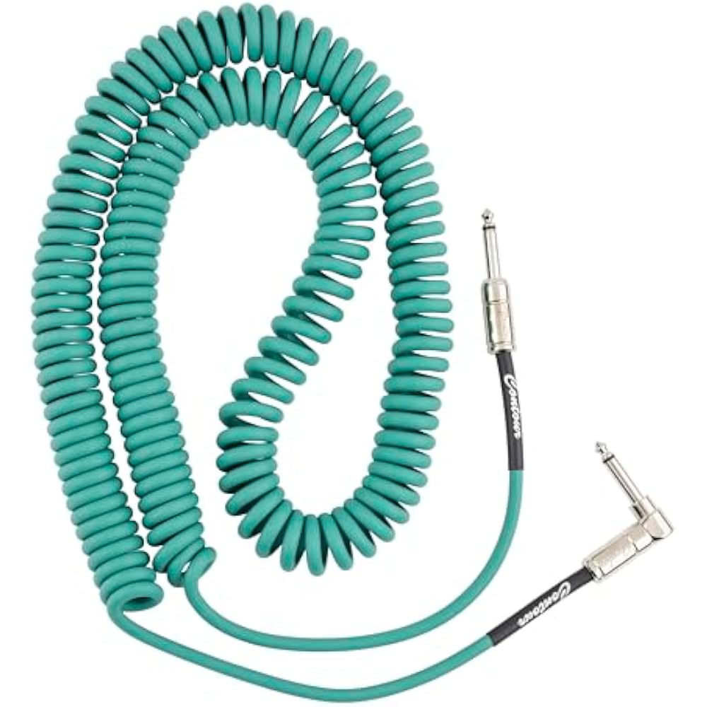 Fender Fender Contour 30ft (approx. 9m) Coiled Cable Sherwood Green Curl Cord Guitar Cable