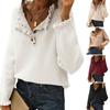 Herbst Winter Frauen Stricken Pullover Lange Sleeve Button Down Rüschen Trim Stricken Tops Einfarbig Lässige Strickwaren