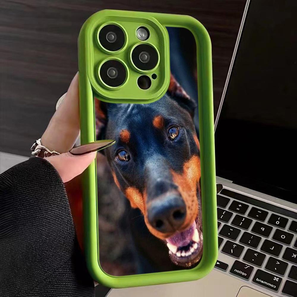 LZ14 Dog Doberman Animal Art Silicone Phone Case for iPhone 11 13 14 15 16 Pro Max 7 8 16 Plus 12 Mini XS Max XR Shockproof Back Cover