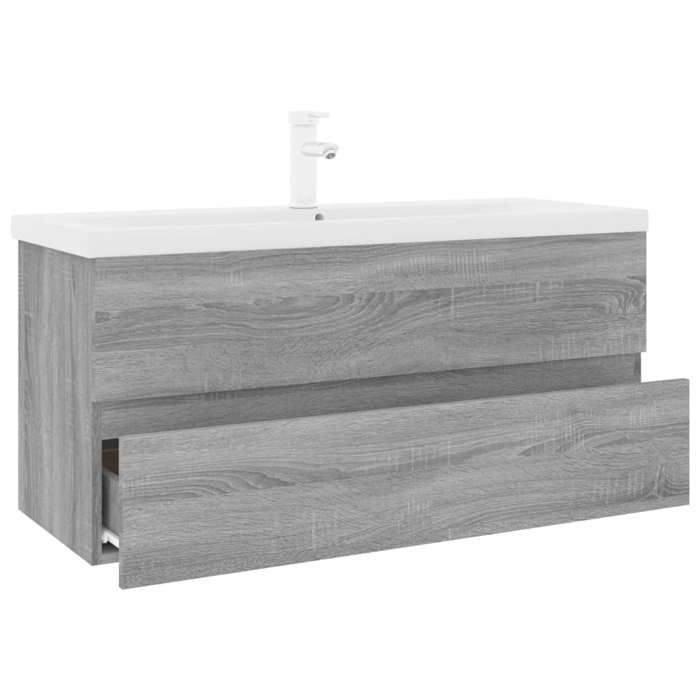 VidaXL Meuble Lavabo avec Bassin Intégré Armoire sous Lavabo Meuble de Rangement de Salle de Bain Maison Sonoma Gris Bois 3152889