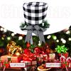 Christmas Tree Topper Fabric Decor Retractable Top Hat Christmas Treetop Star Decorations With Bow-knot Ribbon For Home Decor