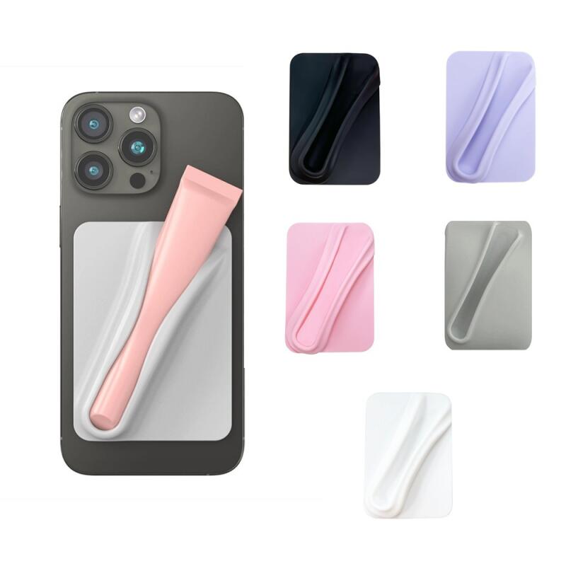 Silicone Phone Case with Lipstick Holder Adhesive Back Sticker Soft TPU Mobile Cover Lip Gloss Stand Universal Fit for iPhone Xiaomi Huawei Samsung