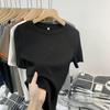 European Threaded Short-sleeved T-shirt for Women Spring and Summer New Round Neck Slimming Bottoming T-shirt Small Shirt Solid Color Versatile Top