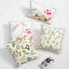 Square Plant Flower Embroidery Pillowcase Cotton Soft Natural Pastoral Style Cushion Cover for Living Room Sofa
