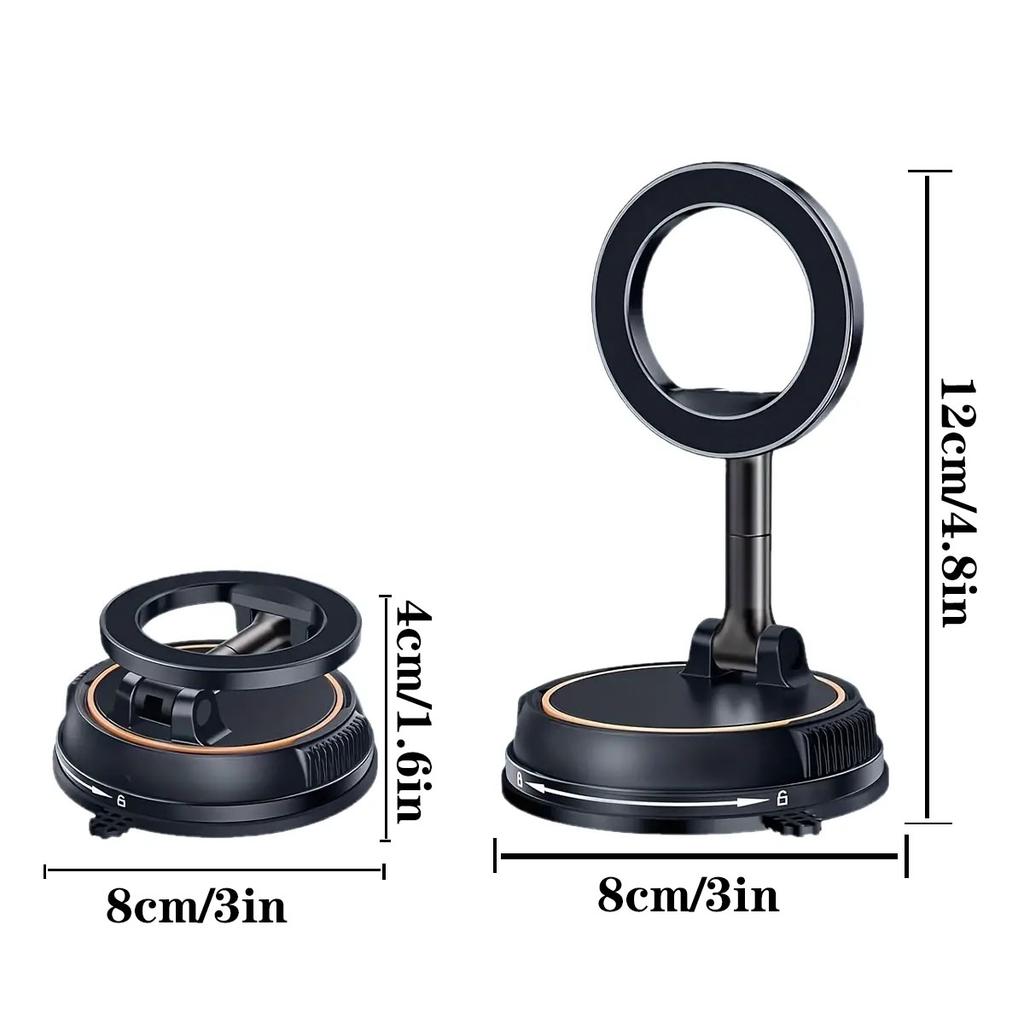 2026 Large bottom suction cup magnetic car phone holder compatible, 360 degree rotating vacuum suction cup car holder dashboard