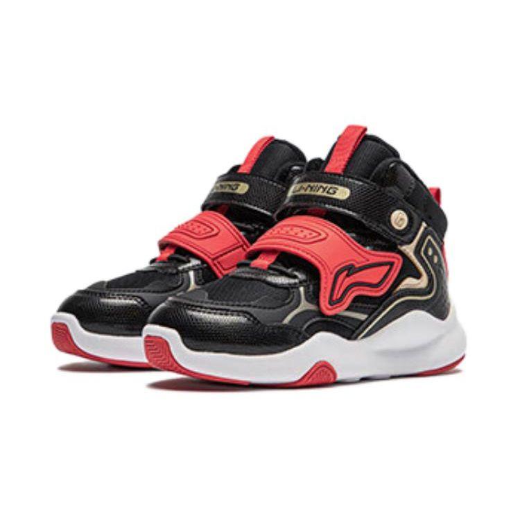Li Ning Kids Sports Comfortable Non-Slip Wear-Resistant Casual Shoes Kids Casual Shoes Black Red YKNT150-9