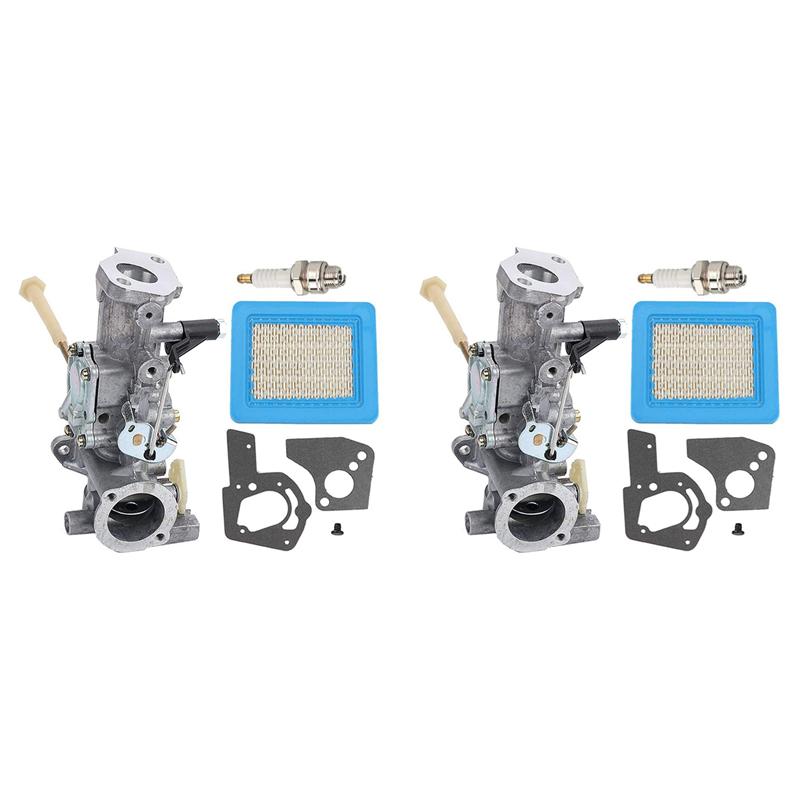 2X 498298 Carburetor 491588S 491588 Air Filter For Briggs-Stratton 692784 495951 490533 Carb With Spark Plug Gasket-B61B