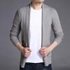 Men Sweater Coat Solid Color Soft Warm Breathable Stretchy Open Stitch Cardigan Long Sleeves Turn-down Collar Sweater Jacket Men Clothes