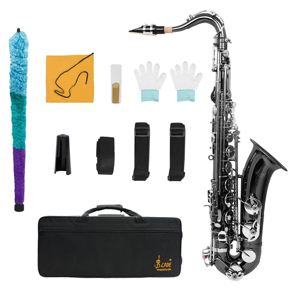 SLADE Tenor Saxophone Bb Brass Body Sax Professional Woodwind Instrument with Saxfone Case Cleaning Set Reed Accessories