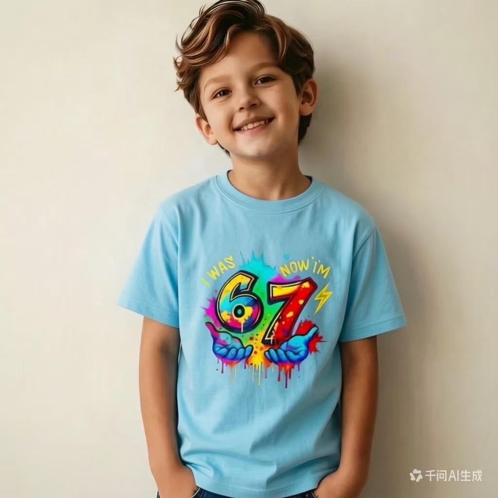 Funny Summer 67 Six Seven print tshirt for children fashionable cotton casual tshirts for boys and girls short sleeve tshir