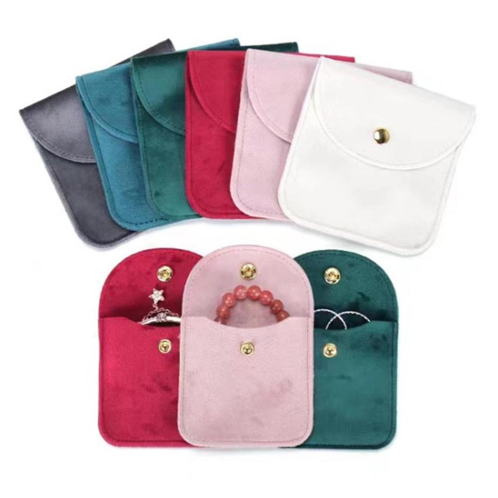 1pc Jewelery Pouch Packaging Bag Soft Velvet Gift Bracelet Necklace Earrings Rings Storage Button Velvet Bag Jewelry Organizer