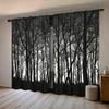 2-teilige nordische schwarz-weiße Wald-Silhouette Vorhänge, Moderne minimalistische Blackout Fertigvorhänge, Stangentaschen-Design