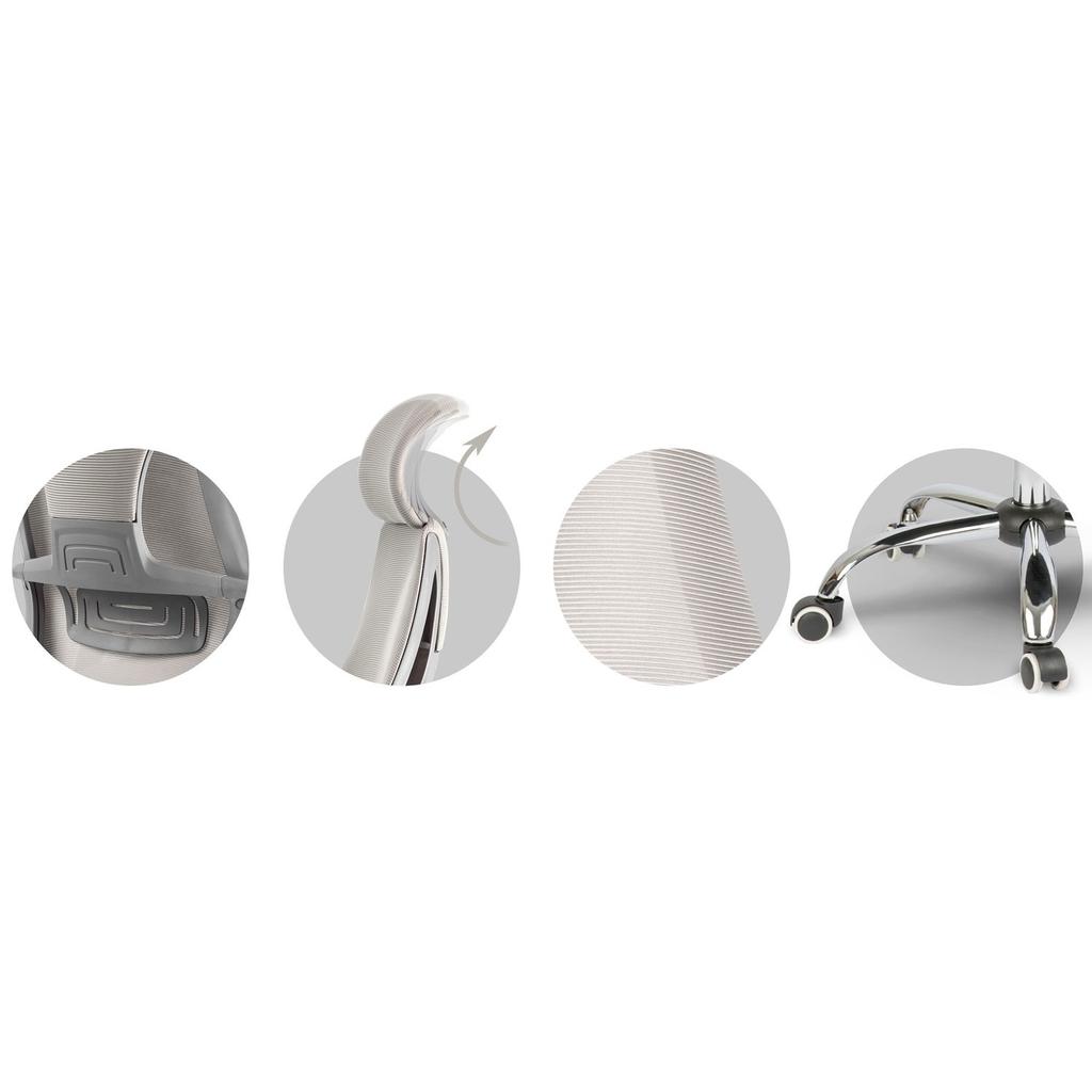 Fotel Biurowy Z Mikrosiatką Praga - Jasnoszary