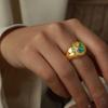 Korean Style Geometric Heart Clover Enamel Ring for Women - Trendy Temperament Design