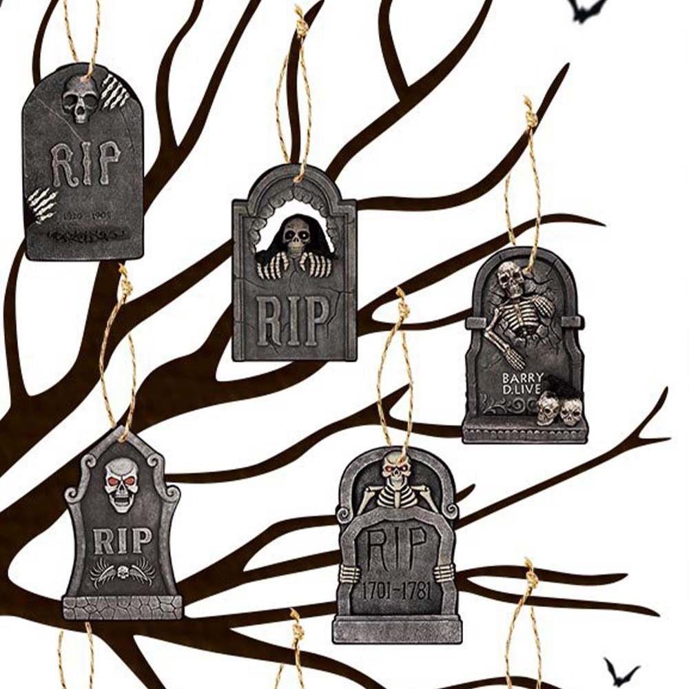16pcs Mini Halloween Tombstone Pendant Scary Tombstone Corpse Hanging Tags  Ghost Festival