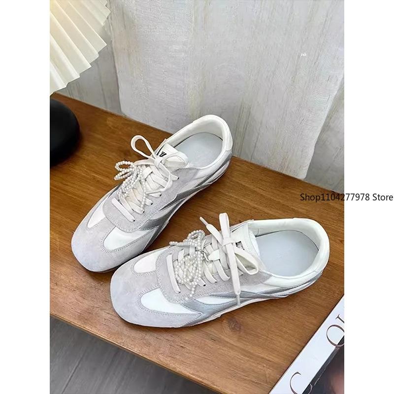 Fashion String Bead Vintage Casual Sports Shoes for Women Leather Hiking Sneakers Women's Platform Walking Athletic Shoe Unisex Loafers