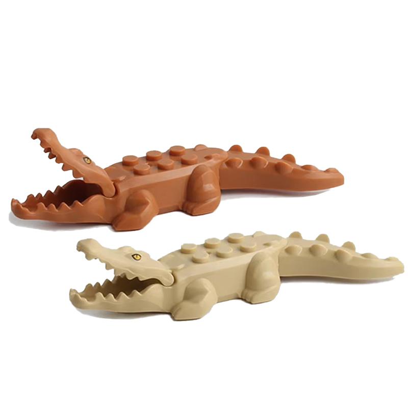 MOC Farm Zoo Animal Building Blocks Crocodile Shark Dolphin Chimpanzee Cow Leopard Educational Game Accessories Bricks Kids Toys