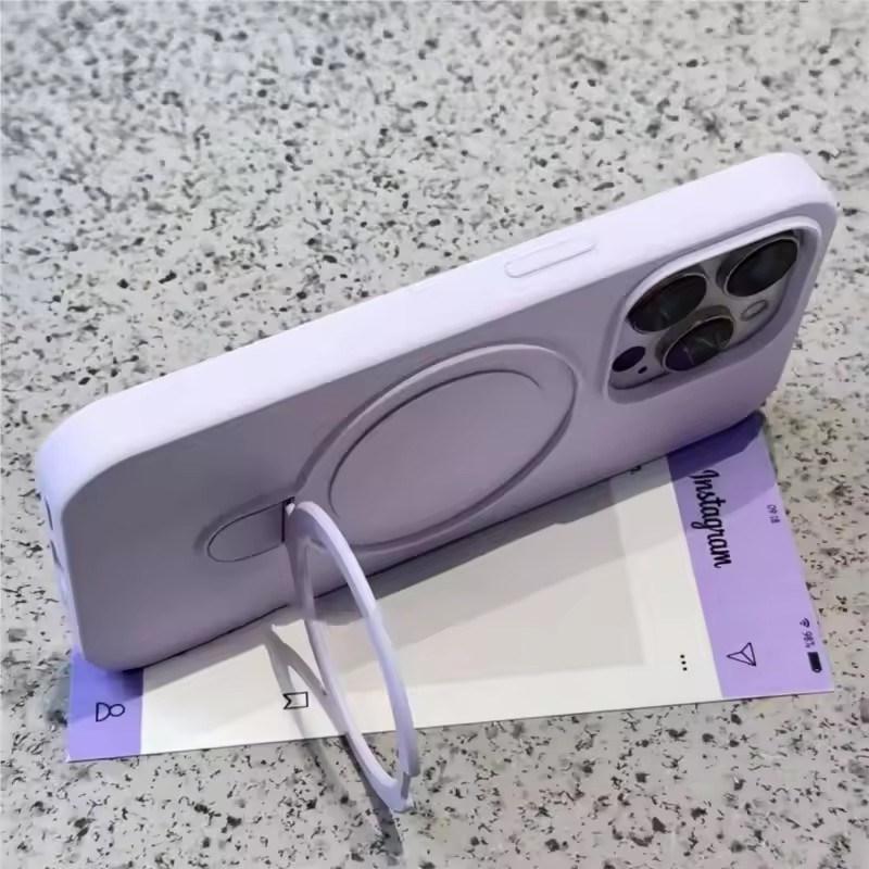 Luxuriöser Flüssigsilikon Ständer Ringhalter Magsafe Hülle Für iPhone 17 Air 16 15 14 13 12 11 Pro Max Plus Magnetische Matte Weiche Hülle