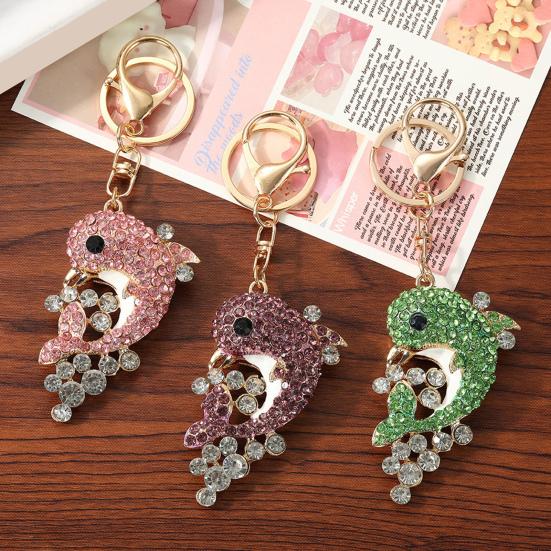 Rhinestone Dolphin Keychain Sparkling Sea Animal Car Key Ring Holder Backpack Purse Handbag Charm Christmas Birthday Gifts for Dolphin Lovers