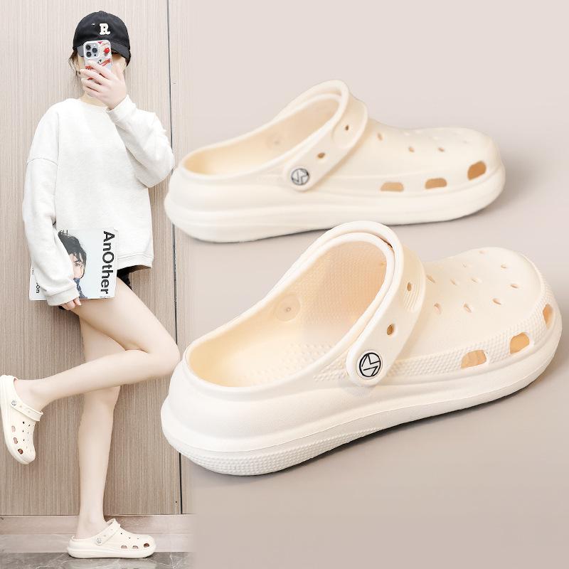 

ZB2533 Women s Versatile Summer Slippers - Two-Way Wear, Thick Soft Sole, Mori Style, Height-Enhancing Outdoor Shoes 2025 37 хакі