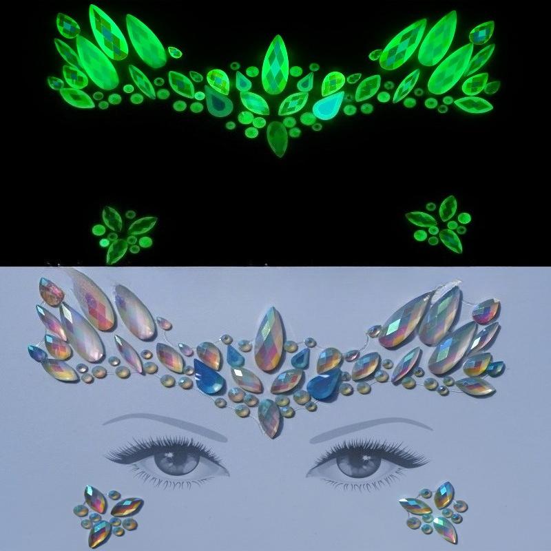 Crystal Tattoo Sticker Glitter Eyeliner Eyebrow Makeup Face Eyes Diamond Temporary Tattoo Rock Rhinestone 3D Eyeliner Stickers