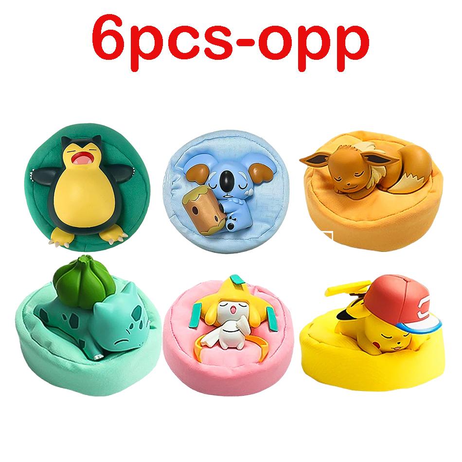 1-12pcs Pok  mon  Pikachu  Action Dolls  Anime sleep Series Desktop Decorations Pok  mon Toys ornament Birthday Gif
