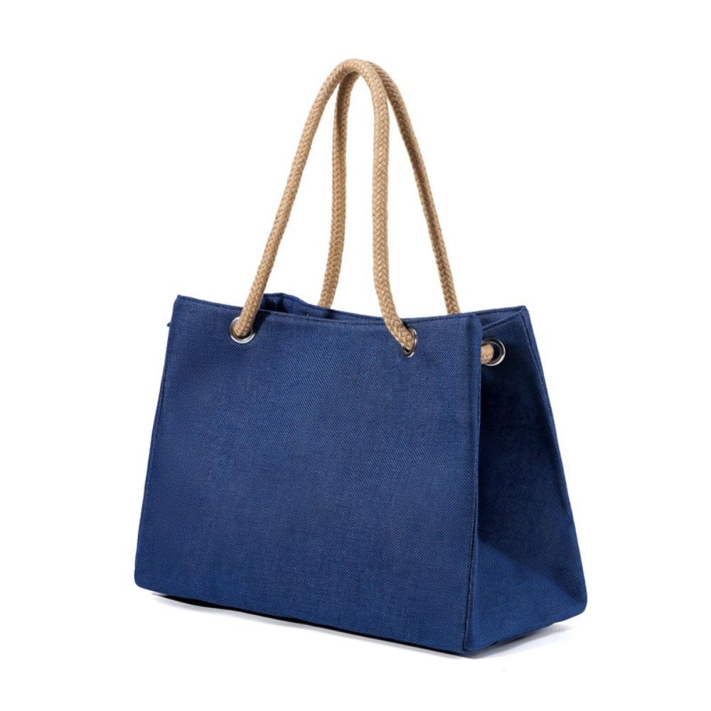 Shoulder Bag Solid Color Handbag Large Capacity Ethnic Style Handba Vintage Linen Tote Bag  Women