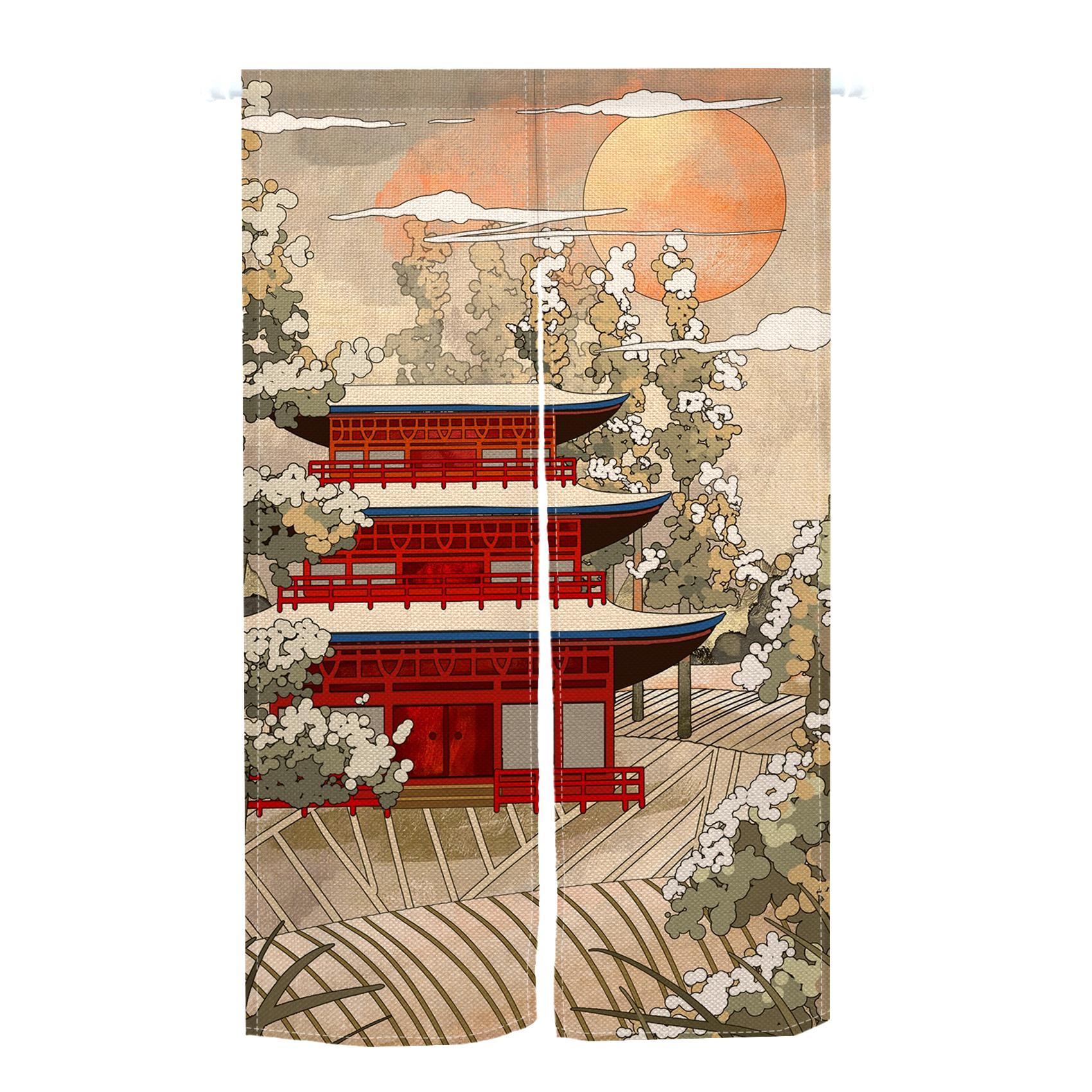 

Japanese Noren Doorway Curtains Japan Mountain Fuji Scenery Bedroom Kitchen Entrance Hanging Semi-split Decorative Door Curtain 70x120cm