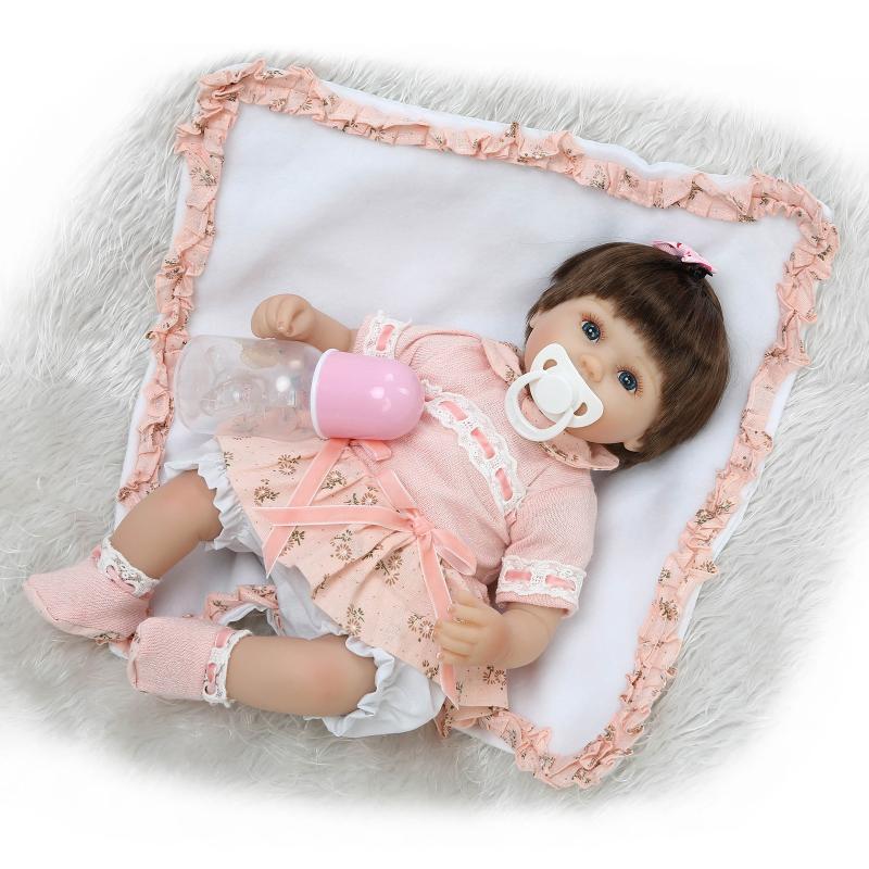 Pinky Soft Vinyl Silicone Reborn Baby Girl Cute Doll 43CM Lifelike Baby Dolls