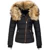 Ladies Slim Fit Cotton Jacket with Hood and Large Collar Zipper Fashion Outerwear