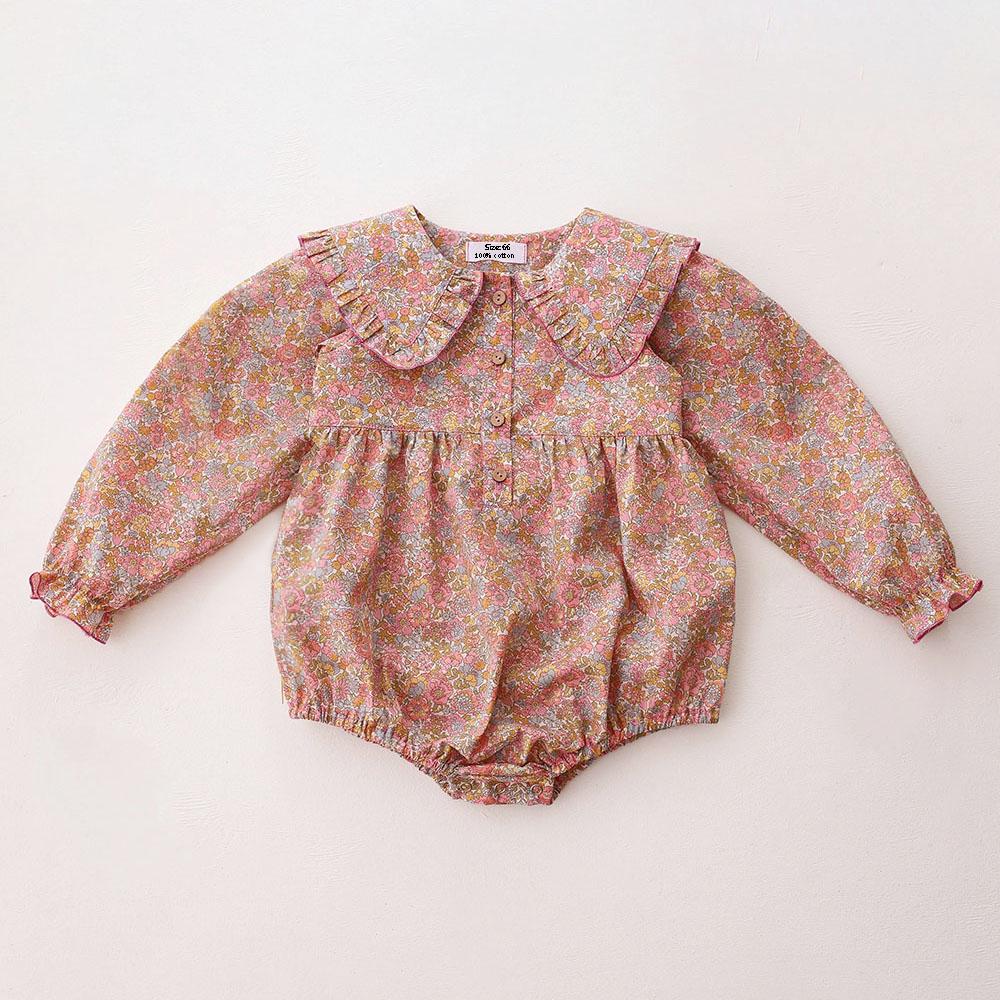 Salopete Florale Vintage pentru Fetițe de Primăvară Bumbac Mânecă Lungă Salopete Nou-Născuți 3-24 Luni Îmbrăcăminte pentru Sugari